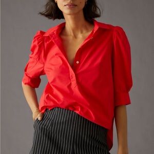 Maeve Poplin Henley Shirt